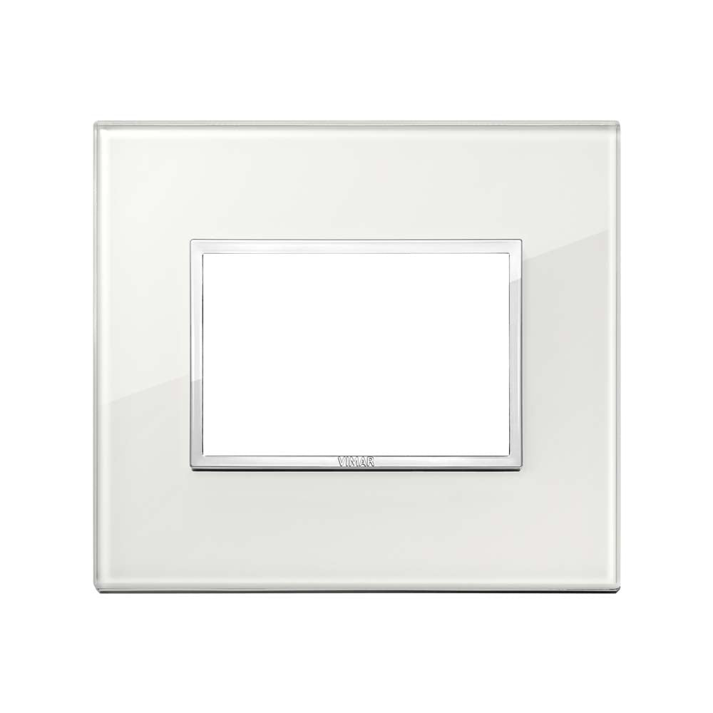 PLACA CRISTAL BISELADO 3 MOD. BLANCO DIAMANTE EVO VIMAR