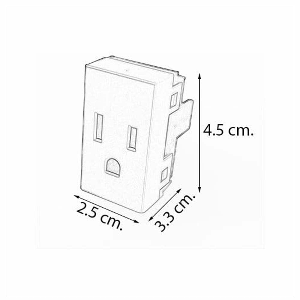 TOMACORRIENTE 15A. C/TIERRA 125-250V 2P-3H GRIS MODULOS LEVITON X15-0TOMA-PCG