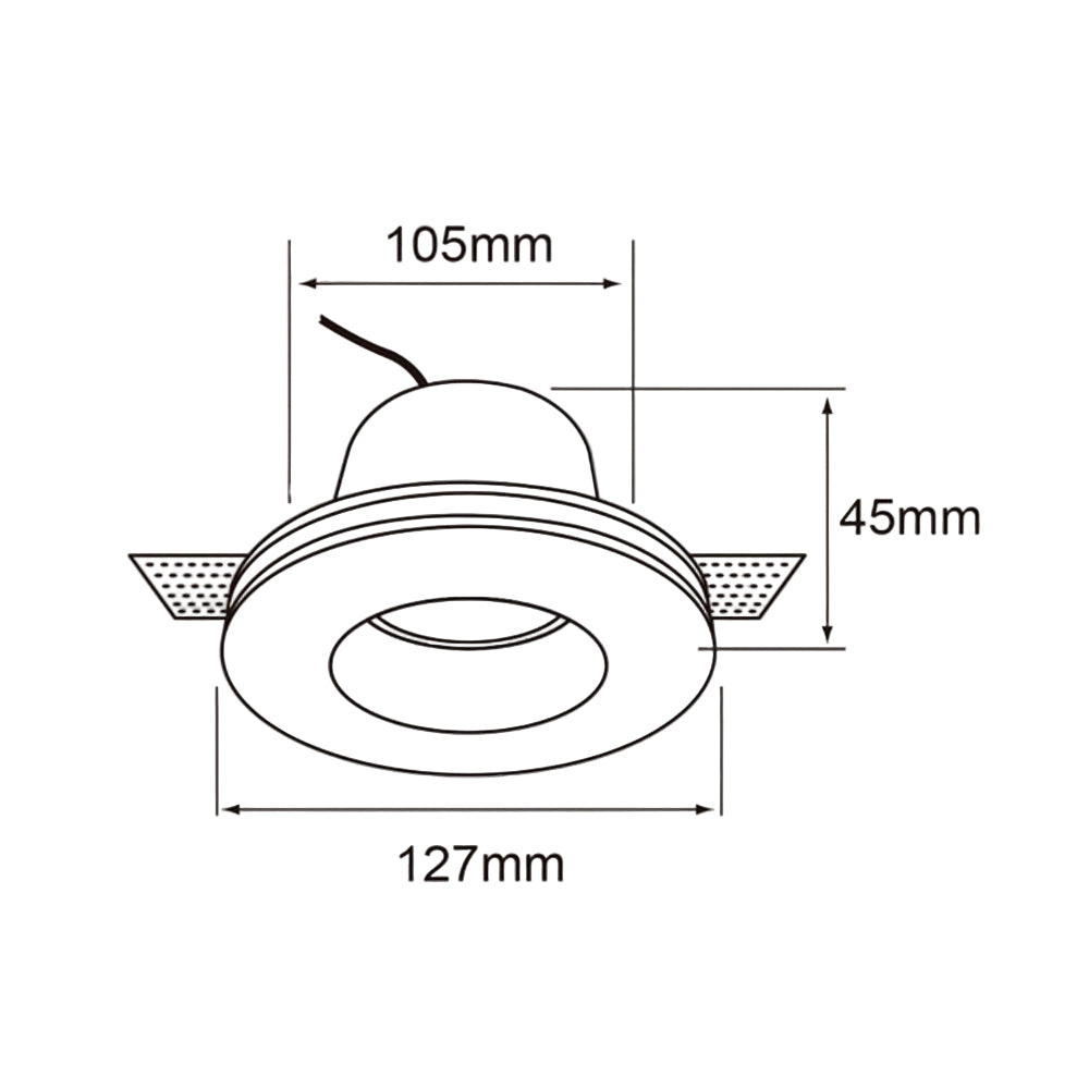 LAMPARA EMPOTRABLE DOWNLIGHT DE YESO SIN MARCO POTENCIA MAX. 60 W BASE GX5.3 FOCOS M16 NO INCLUIDO YD-440