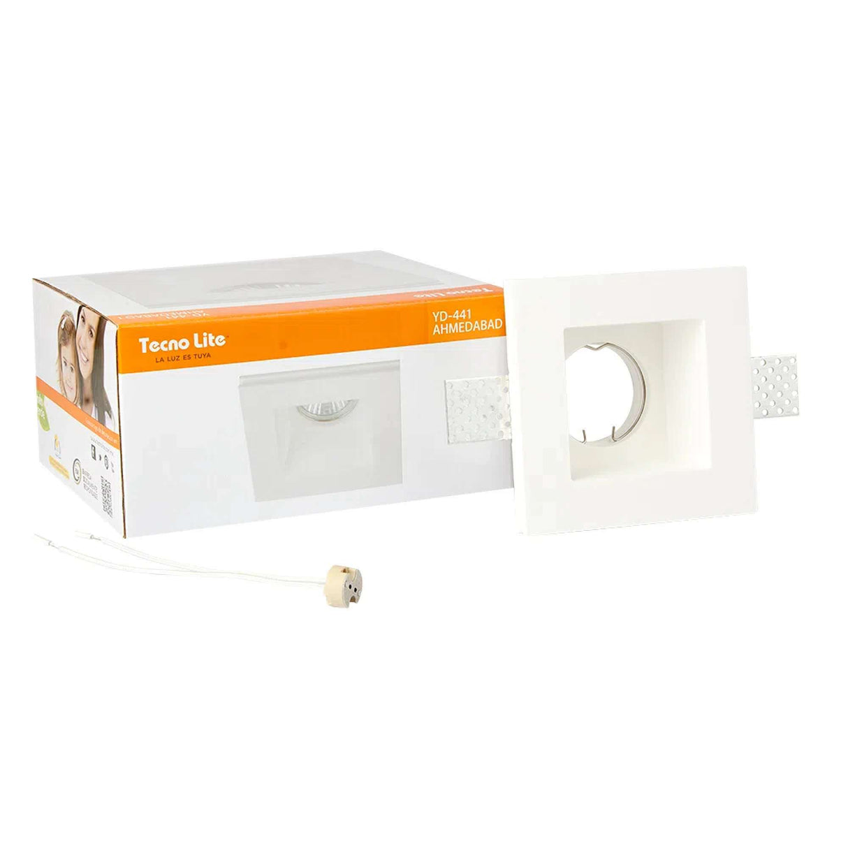 LÁMPARA EMPOTRABLE TECNOLITE AHMEDABAD I DE YESO SIN MARCO 60W BASE GX5.3