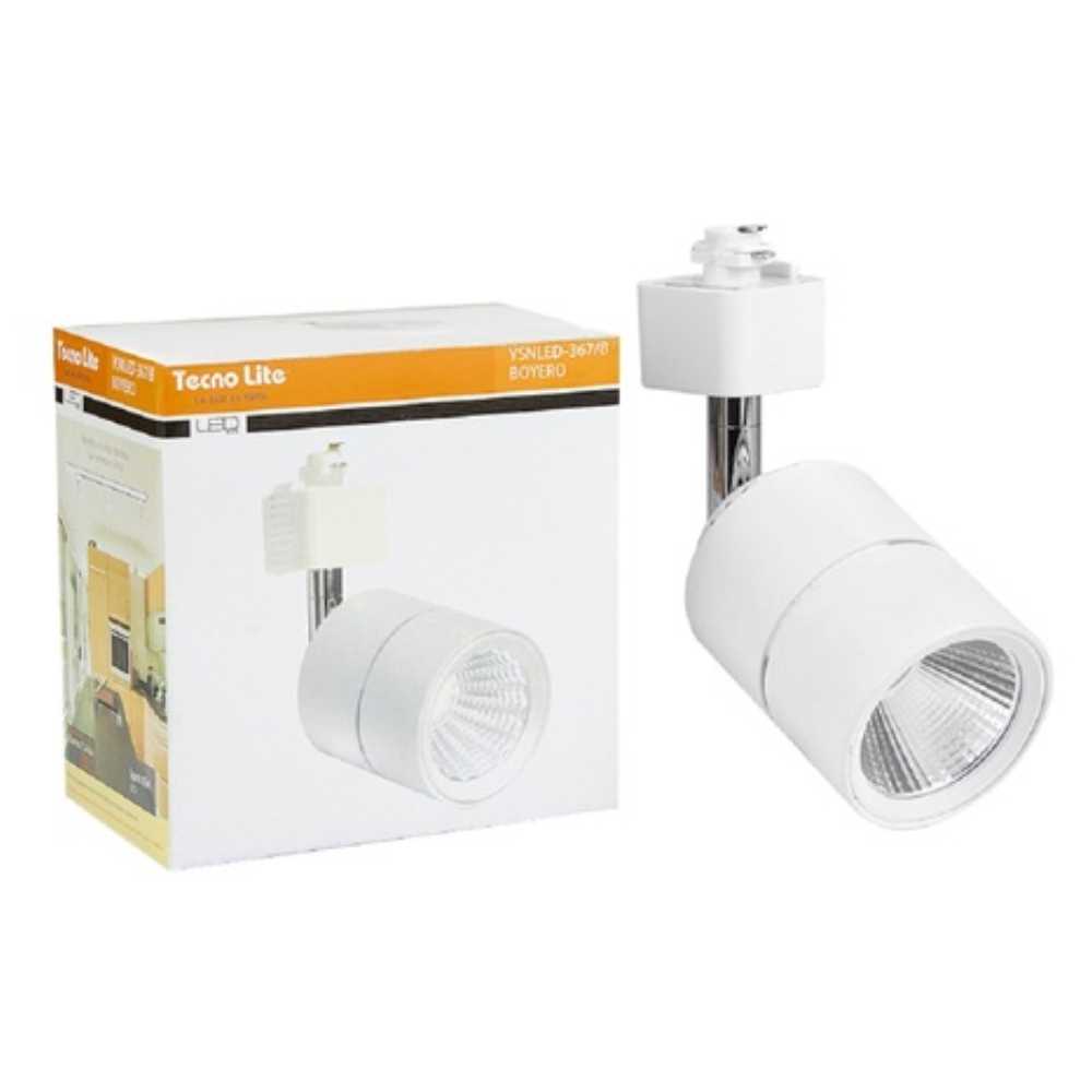 LÁMPARA DE INTERIOR LED TECNOLITE BOYERO SPOT DE RIEL 12W LUZ SUAVE CÁLIDA BLANCO