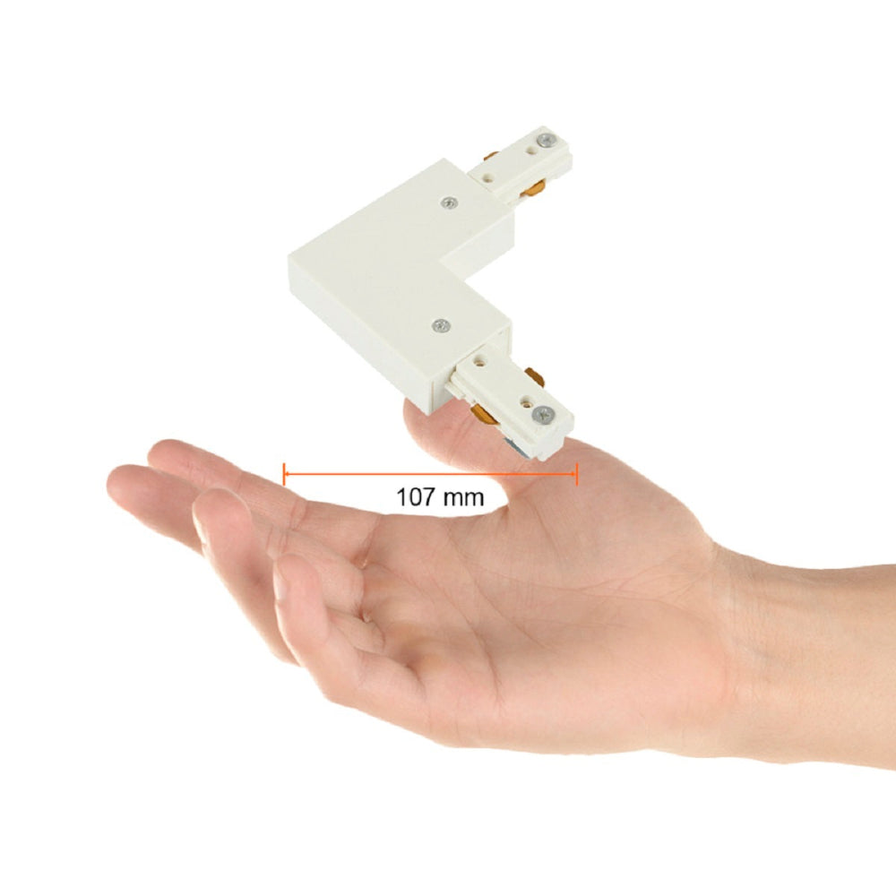 CONECTOR EN L / CODO PARA RIEL DE SPOT COLOR BLANCO 3 HILOS