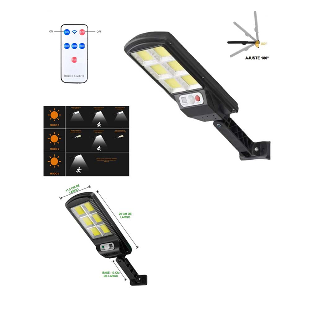 LAMPARA SUBURBANA SOLAR 60W 6500K CON SENSOR DE MOV Y CONTROL COB LEON