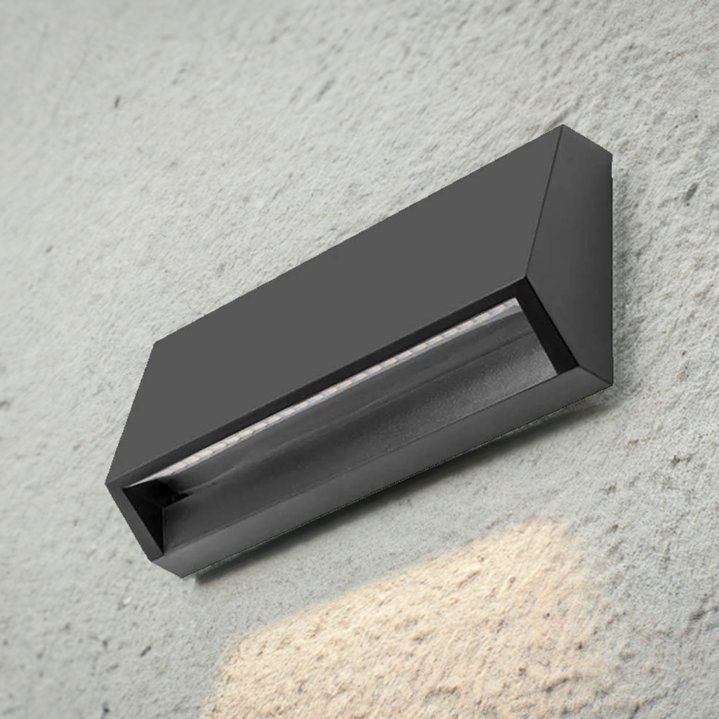 LUMINARIO DE PARED DE LED BLANCO CALIDO 3W OPTICA 120G RECTANGULAR DE SOBREPONER POLICARBONATO ACABADO NEGRO 100-240 V CA IP65