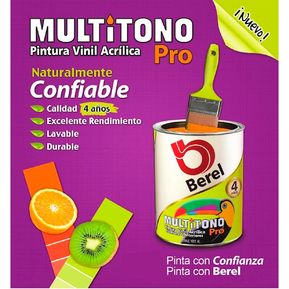PINTURA VINIL-ACRILICA MULTITONO PRO 4 BLANCO SERIE 4700 P/INT/EXT BASE AGUA CUBETA 19LT