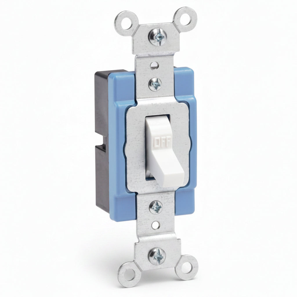 APAGADOR DE PALANCA SILENCIOSO INDUSTRIAL 2 POLOS 15A/120-277V. BLANCO LEVITON