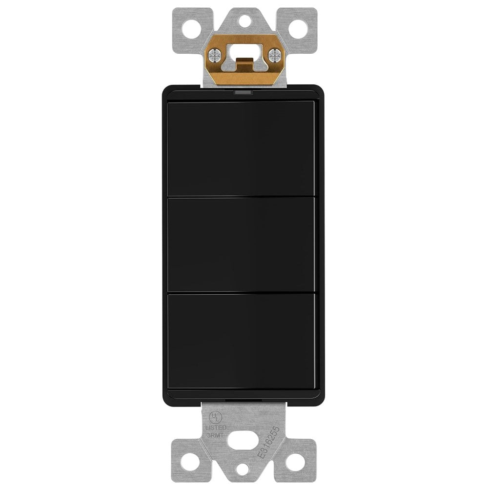 INTERRUPTOR TRIPLE 15A-120V DECORA NEGRO (NO INCLUYE PLACA)
