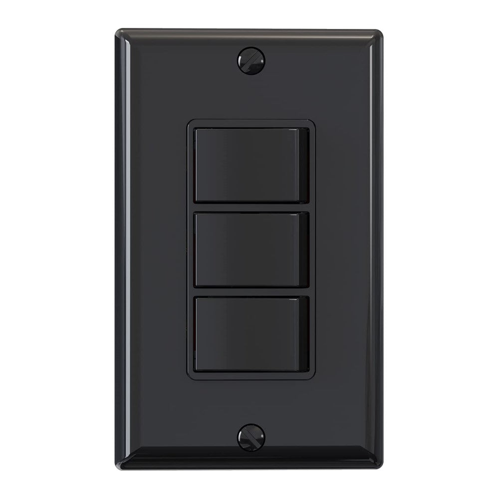 INTERRUPTOR TRIPLE 15A-120V DECORA NEGRO (NO INCLUYE PLACA)