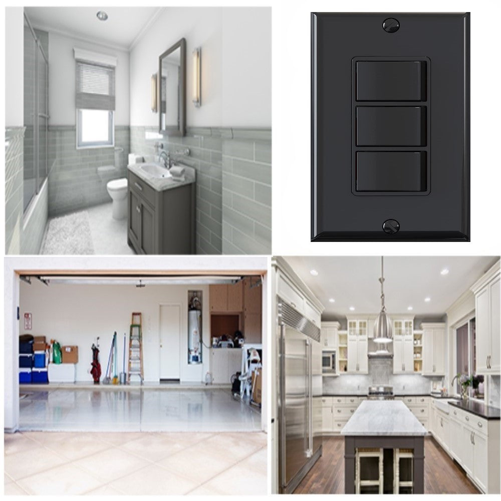 INTERRUPTOR TRIPLE 15A-120V DECORA NEGRO (NO INCLUYE PLACA)