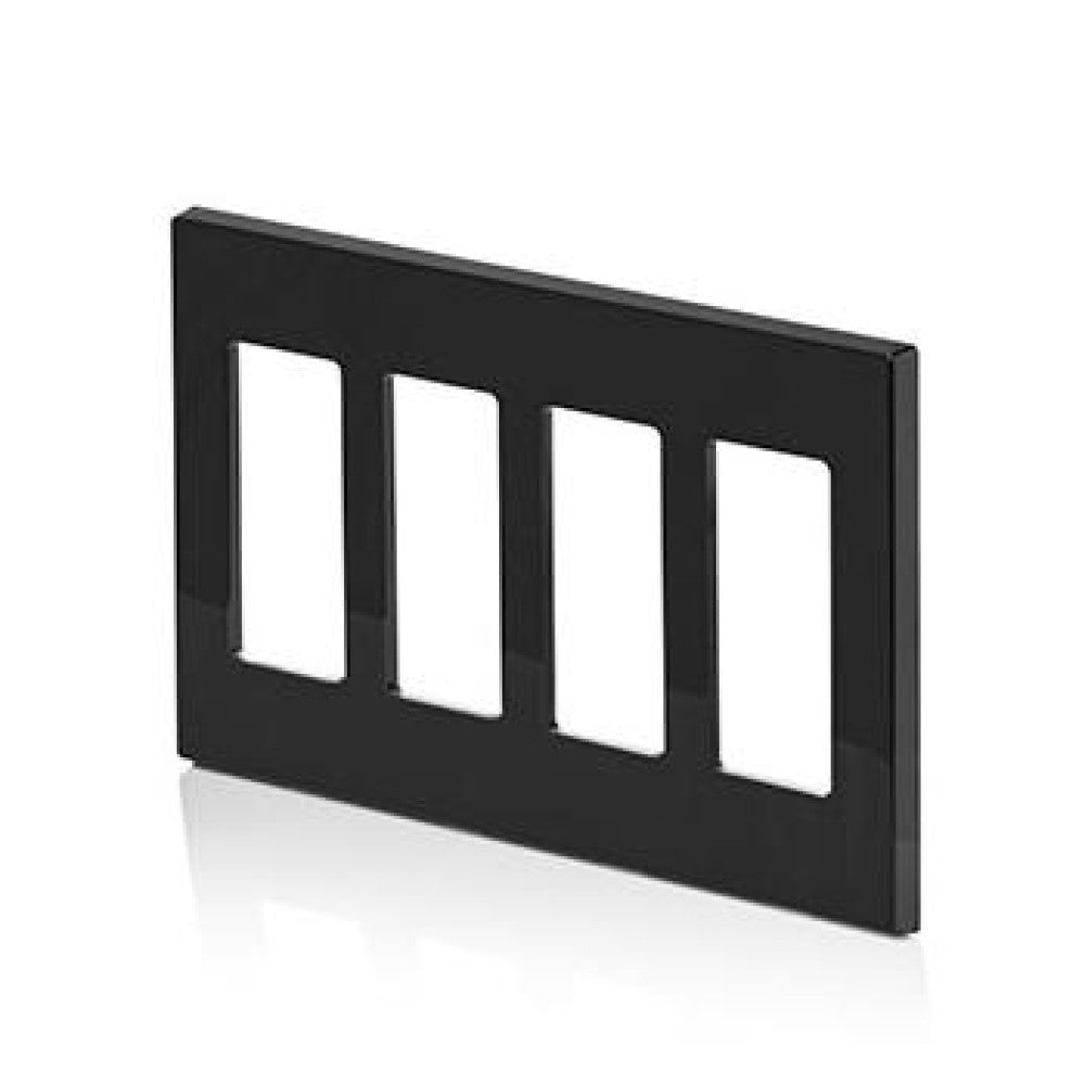 PLACA DECORA PLUS 4 UNIDADES NEGRA MCA LEVITON