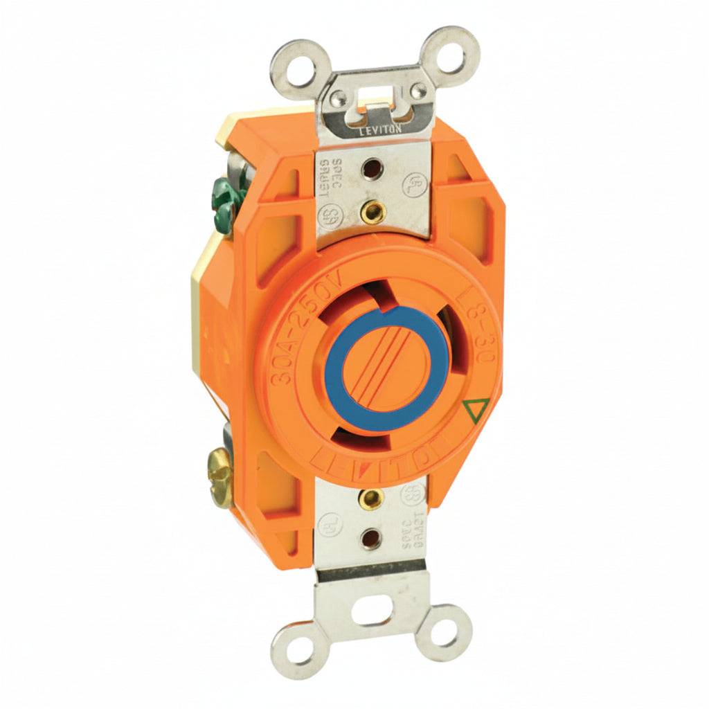 CONTACTO INDUSTRIAL MEDIA VUELTA TIERRA AISLADA 2P-3H 30A/250V. *** OFRECER AHL630P *** LEVITON
