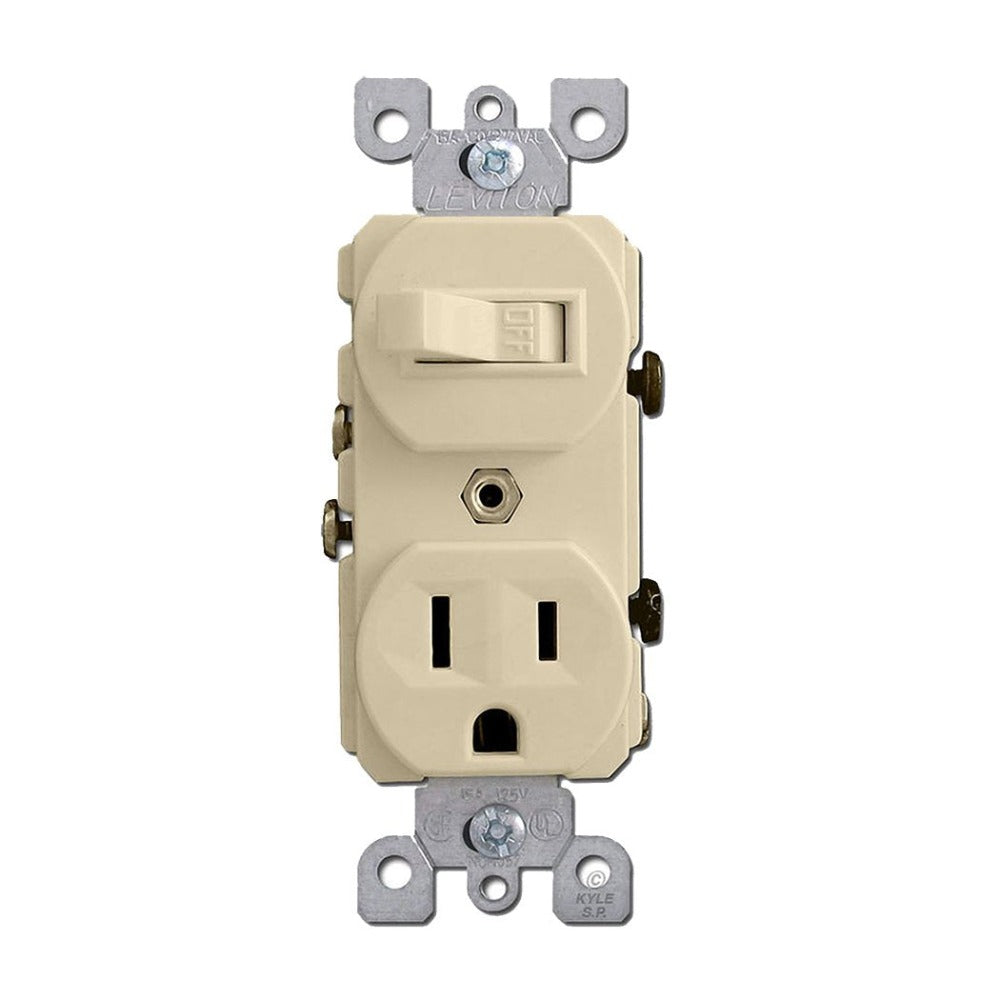 CONTACTO CON APAGADOR PALANCA 15A/127V. MARFIL 05225-00I LEVITON
