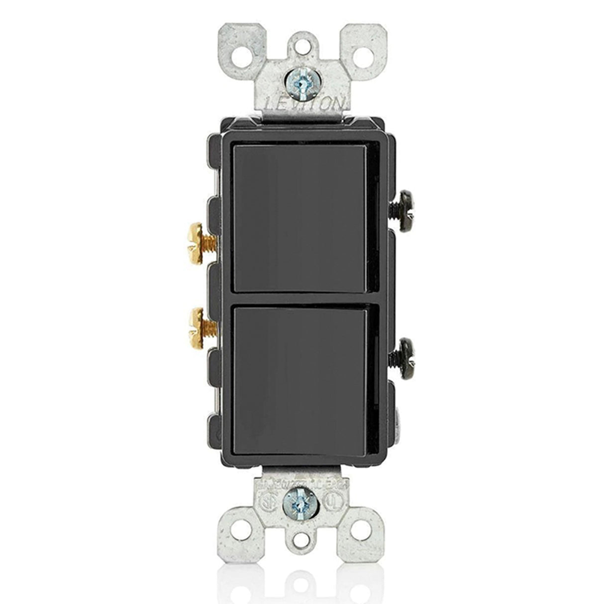 INTERRUPTOR DUPLEX COMERCIAL 15A. 120/277V. NEGRO (NO INCLUYE PLACA) CONEXION A TIERRA DECORA LEVITON