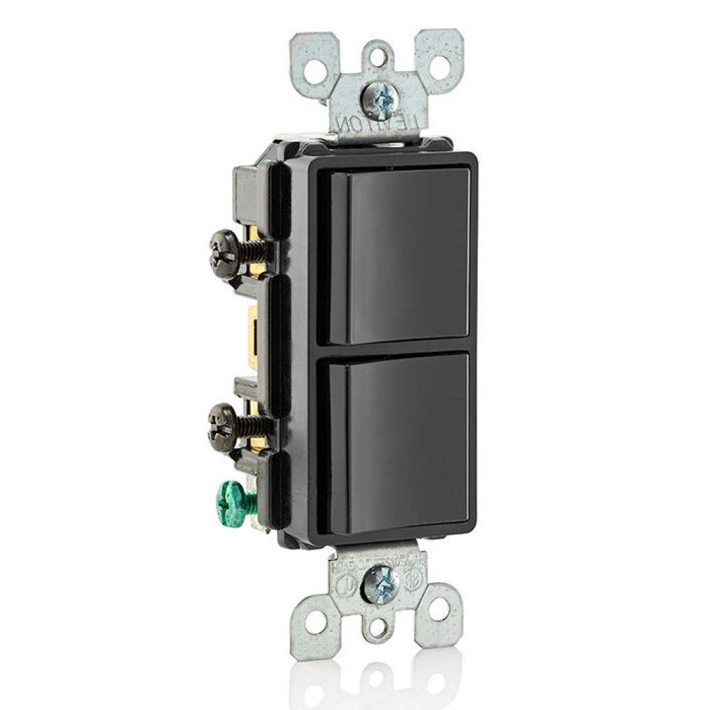 APAGADOR DUPLEX DECORA 3V BALANCIN 15A 120/277V NEGRO DECORA