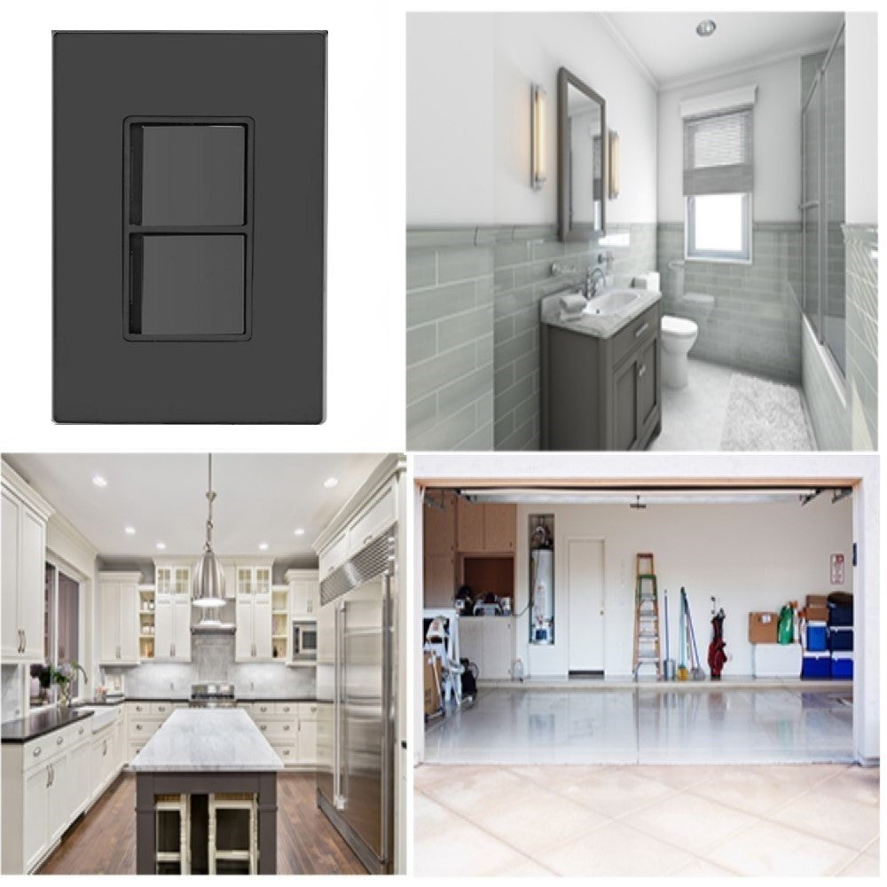 APAGADOR DUPLEX DECORA 3V BALANCIN 15A 120/277V NEGRO DECORA