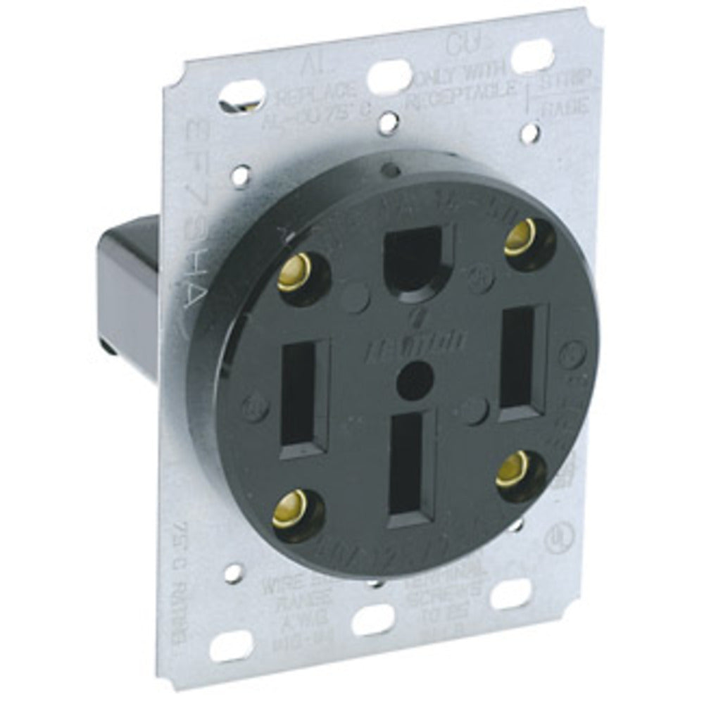 RECEPTACULO FIJO 50A. 3P-4H NEGRO NEMA 14-50R LEVITON