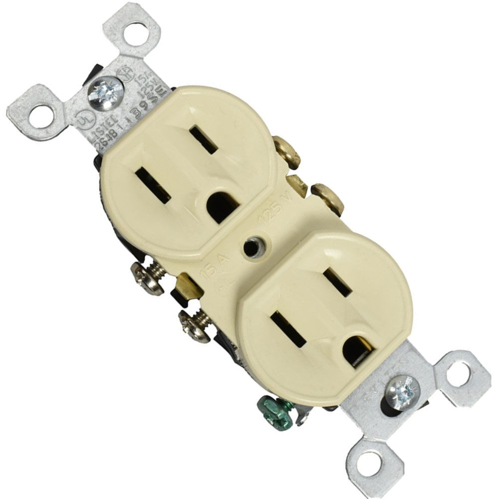 CONTACTO DUPLEX COMERCIAL 2P-3H 15A/125V. MARFIL