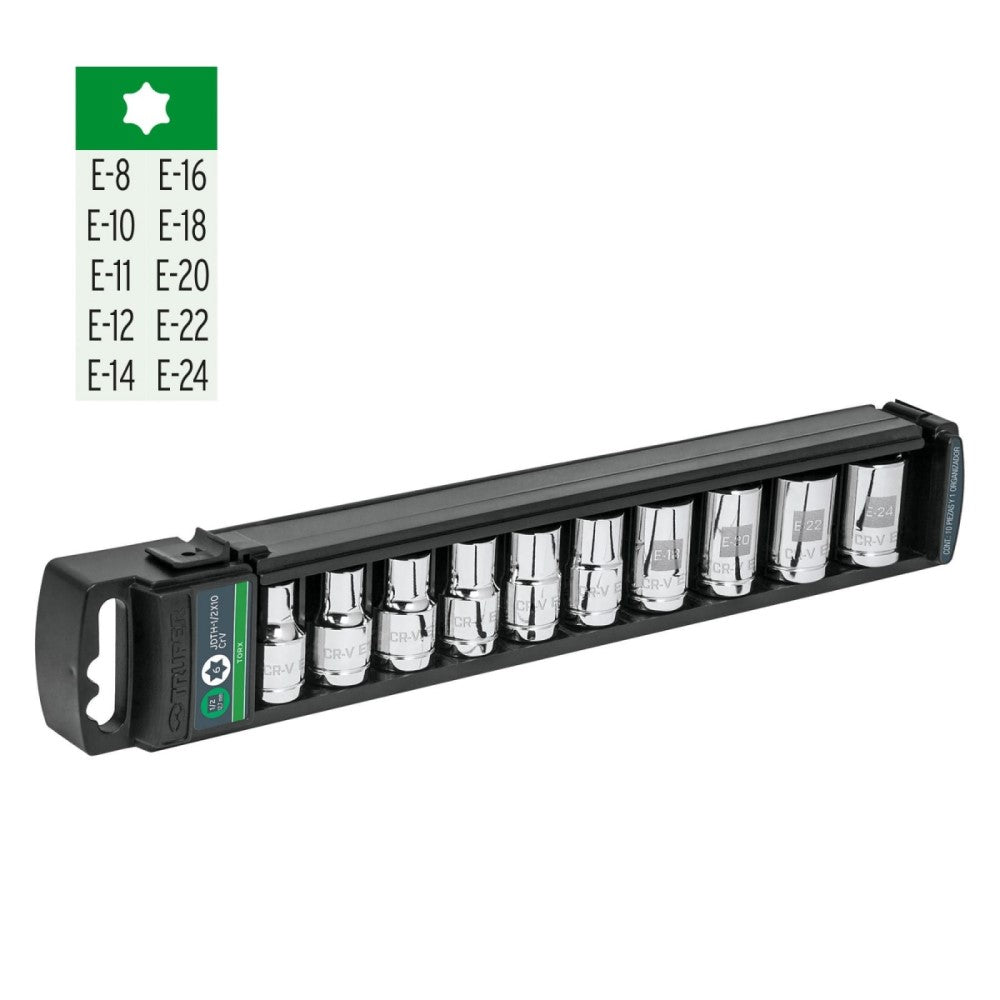 JUEGO DE 10 DADOS CUADRO 1/2" TORX