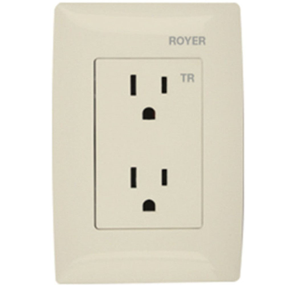 PLACA 3 MODULO CON RECEPTACULO DUPLEX 100-6288VP ROYER 100