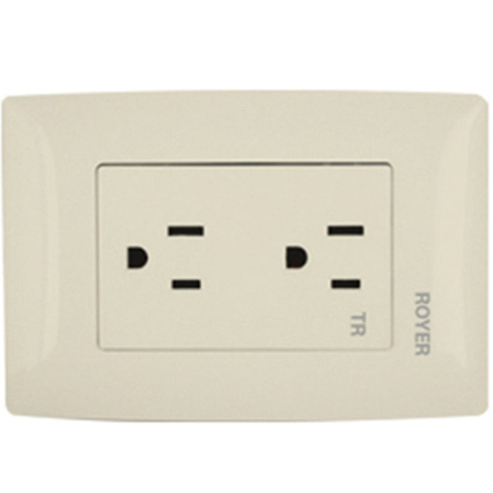 PLACA 3 MODULO CON RECEPTACULO DUPLEX 100-6288VP ROYER 100