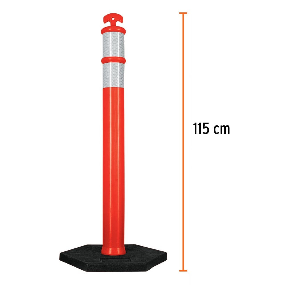 POSTE DELIMITADOR DE 115 CM DE ALTO CON BASE Y REFLEJANTE