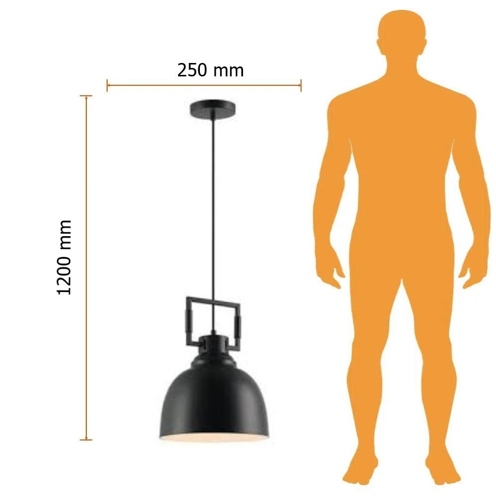 LUMINARIO COLGANTE CAMPANA 60W NEGRO BASE E26/E27 TECNOLITE