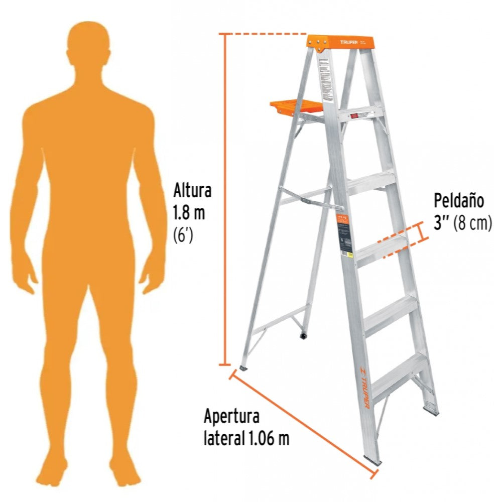 ESCALERA DE TIJERA TIPO LL 5 ESCALONES Y BANDEJA MCA TRUPER