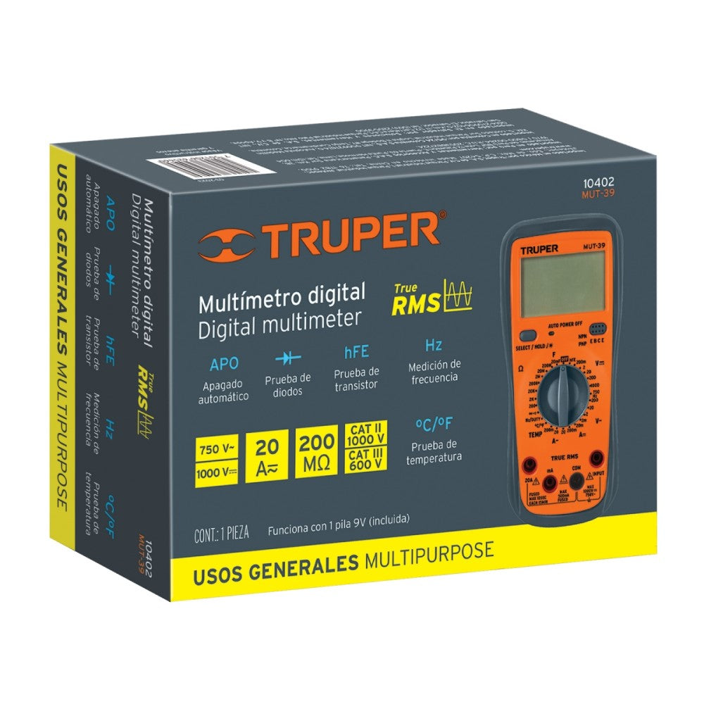 MULTIMETRO DIGITAL PROFESIONAL MUT-39 TRUPER HERRAMIENTAS