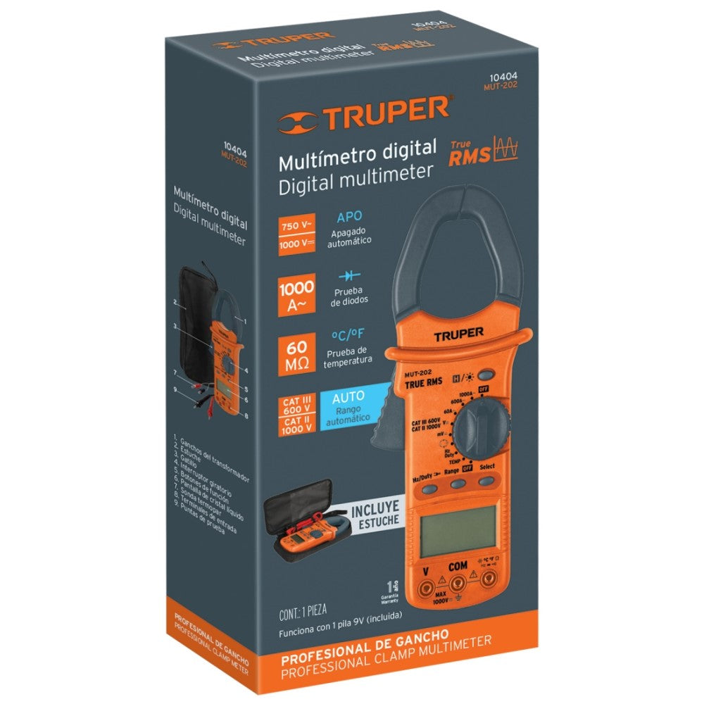 MULTIMETRO DIGITAL GANCHO MUT-202 TRUPER HERRAMIENTAS