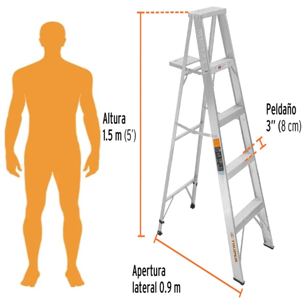 ESCALERA DE TIJERA DOBLE TIPO LL 4 ESCALONES MCA TRUPER