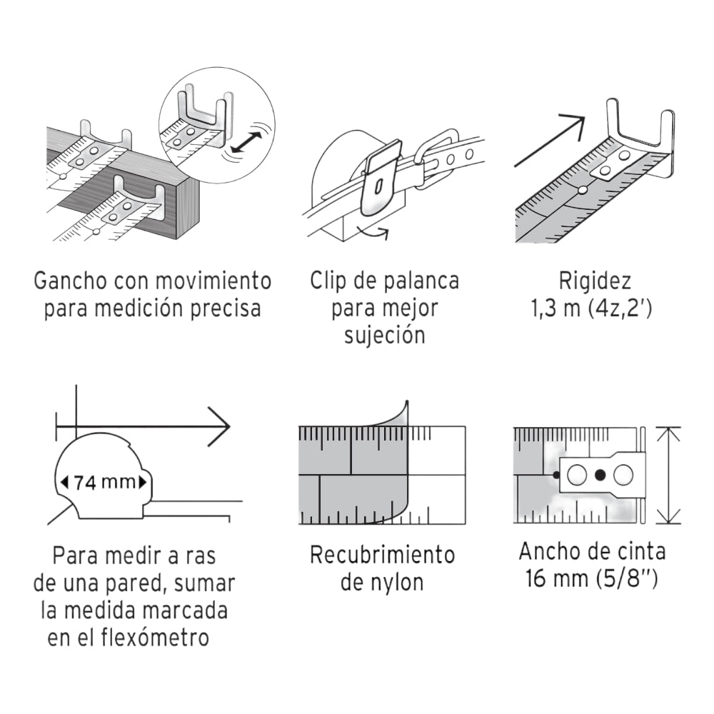 FLEXOMETRO AUTO LOCK 3 M CINTA 16 MM MCA TRUPER CONSTRUCCION