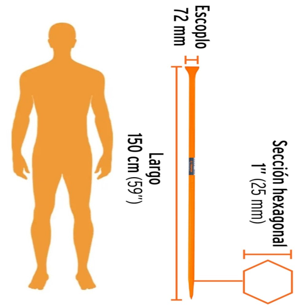 BARRETAS DE PUNTA SECCION HEXAGONAL 1"