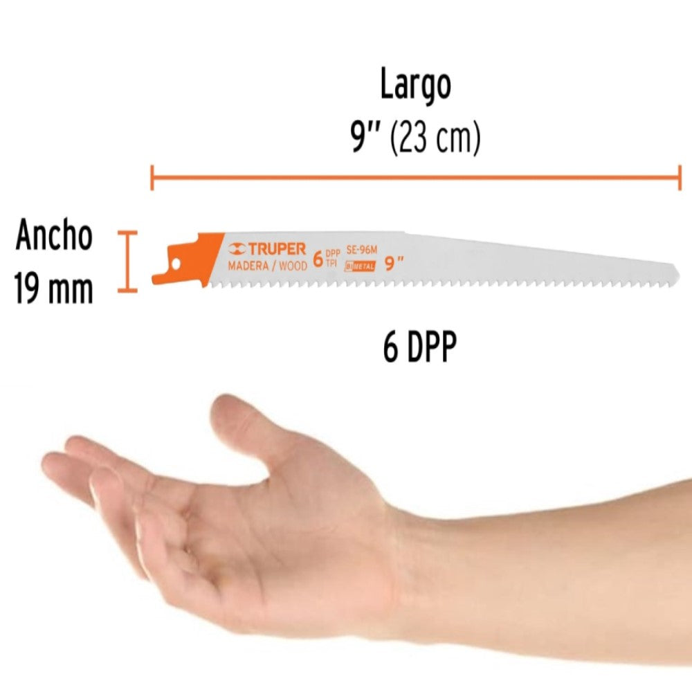 SEGUETA SIERRA SABLE 9" 6 DPP CONICA PARA MADERA 2 PZAS HERRAMIENTAS TRUPER