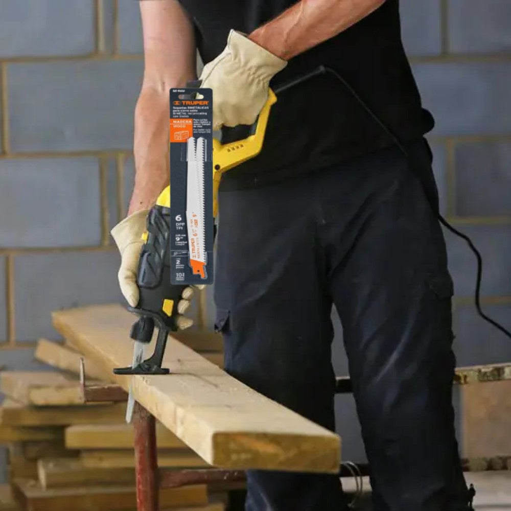 SEGUETA SIERRA SABLE 9" 6 DPP CONICA PARA MADERA 2 PZAS HERRAMIENTAS TRUPER