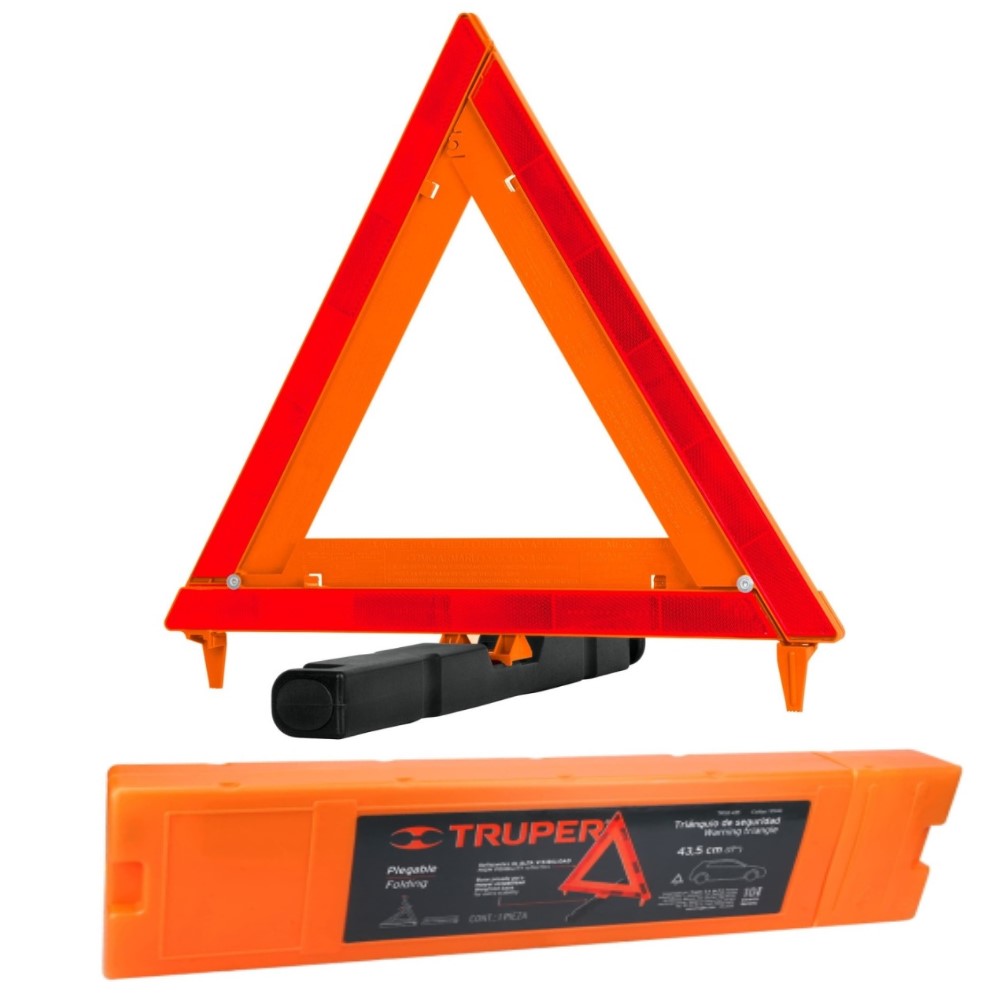 TRIANGULO DE SEGURIDAD DE 44 CM DE ALTO CON ESTUCHE PLASTICO
