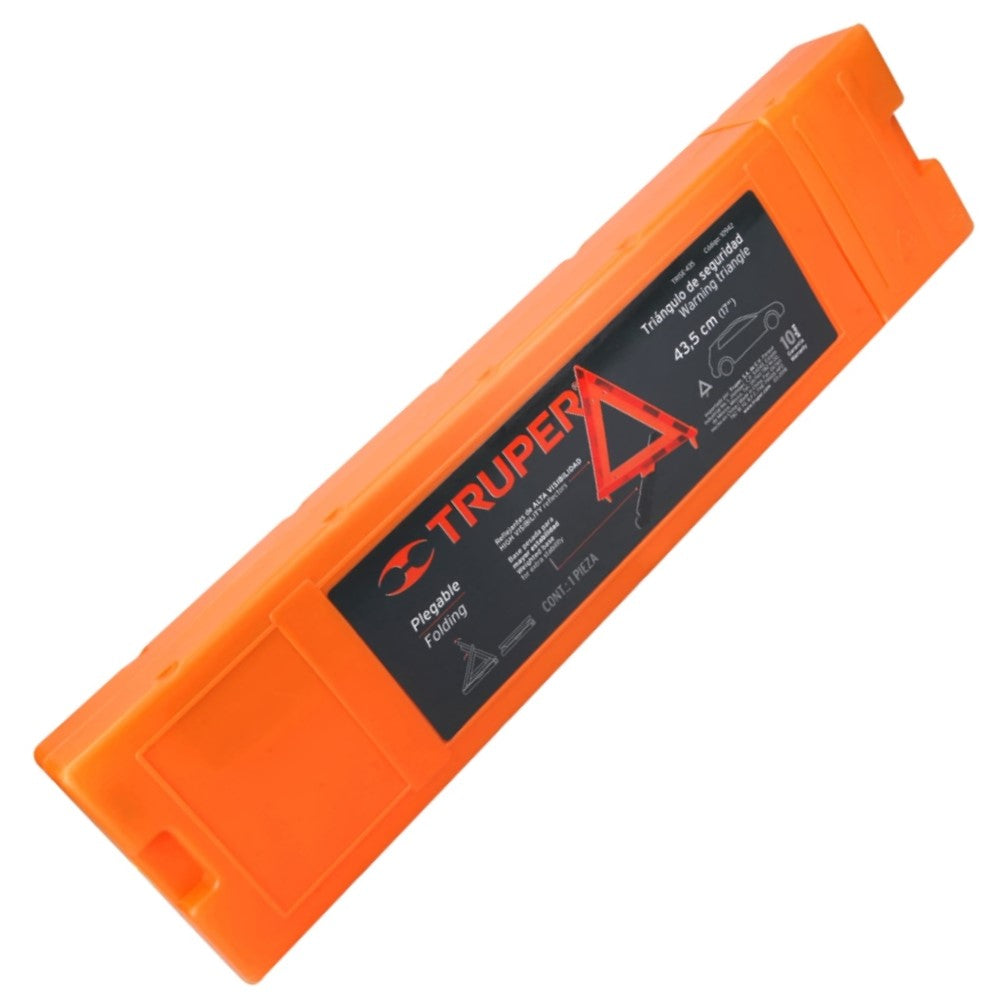 TRIANGULO DE SEGURIDAD DE 44 CM DE ALTO CON ESTUCHE PLASTICO