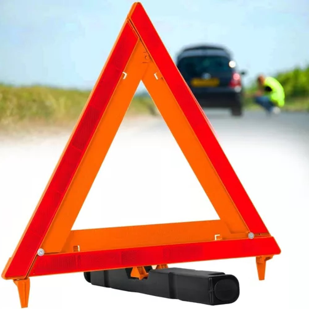 TRIANGULO DE SEGURIDAD DE 44 CM DE ALTO CON ESTUCHE PLASTICO