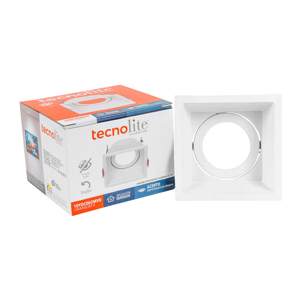 LAMPARA EMPOTRABLE DOWNLIGHT DIRIGIBLE POTENCIA MAX. 60 W BASE GX5.3 FOCO MR16 NO INCLUIDO 10YDC002MVB