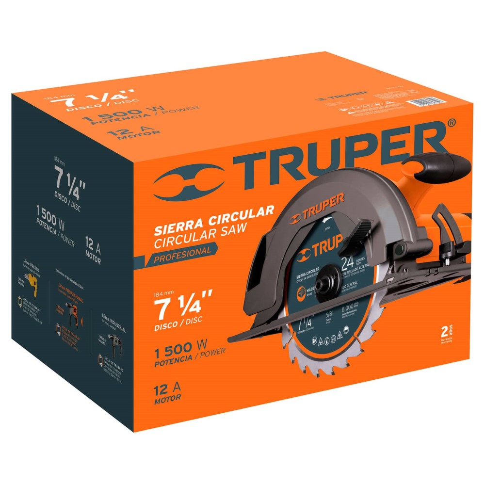 SIERRA CIRCULAR 7 1/4" 1500W. PROFESIONAL SICI-7-1/4A3 11004 TRUPER *** OFRECER SC907B ***