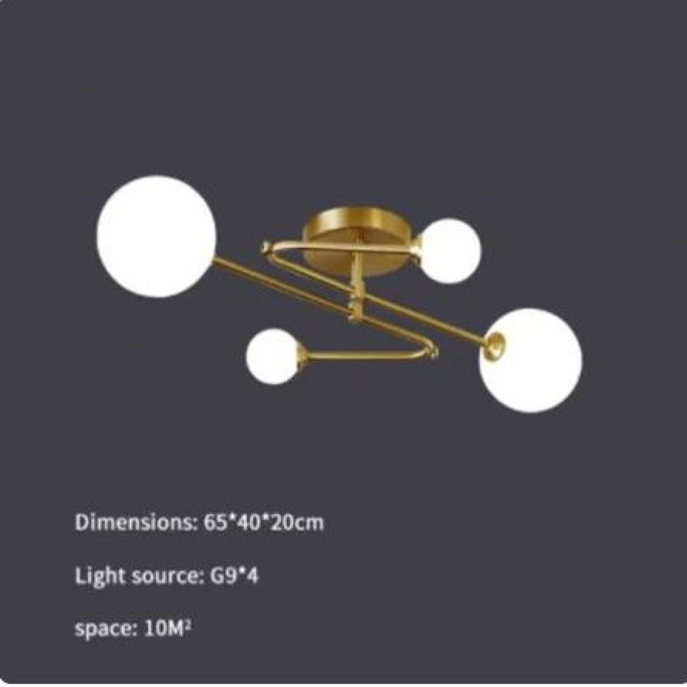 LUMINARIA COLGANTE COLOR ORO/CRISTAL OPALINO 4 X 40 W FIONA