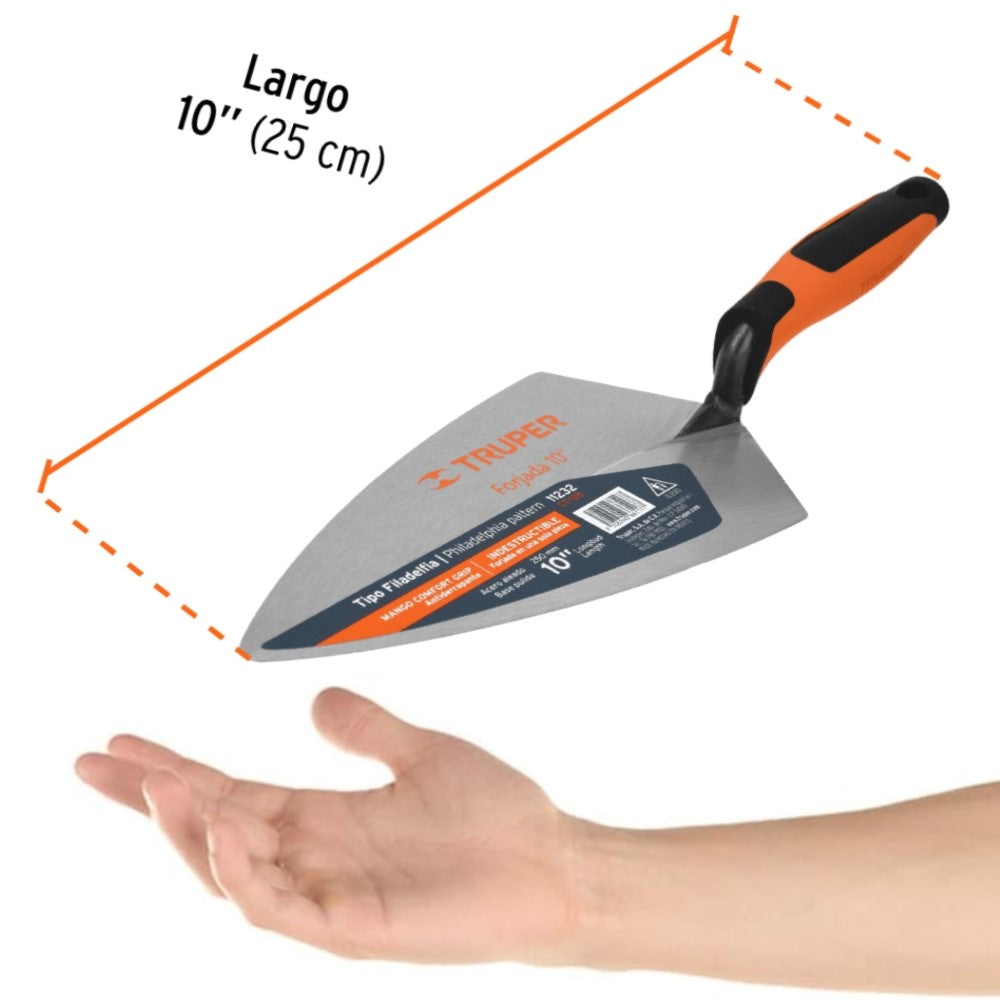 CUCHARA P/ALBAÑIL 10" FORJADA TIPO FILADELFIA CONFORT GRIP CT-10B