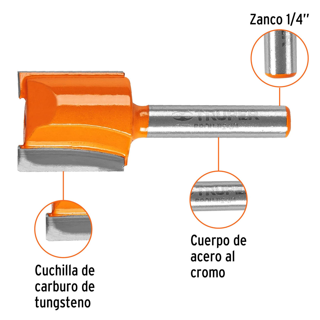 BROCA RECTA PARA ROUTER 2 FILOS 3/4" BROU-R2-3/4 11459 TRUPER