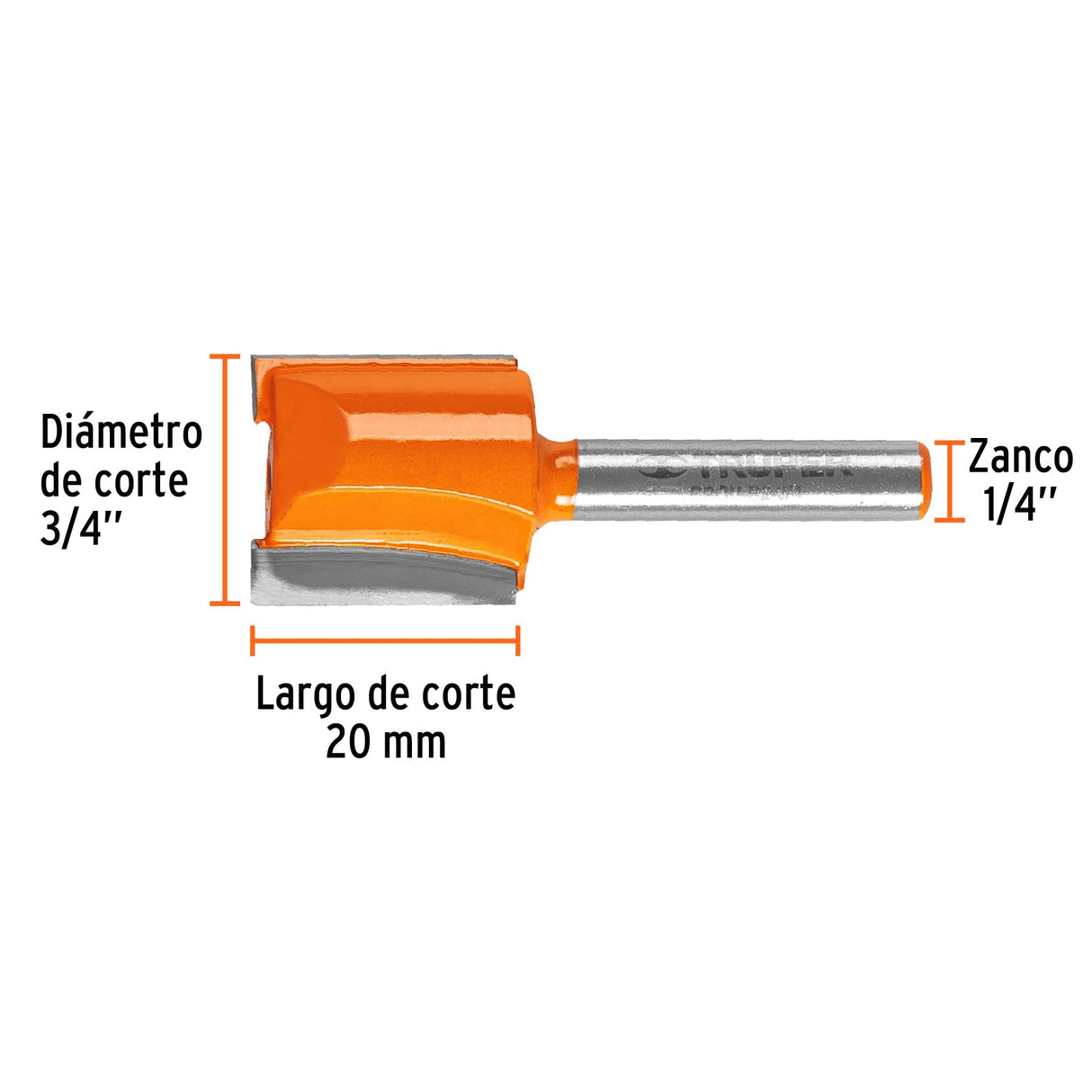 BROCA RECTA PARA ROUTER 2 FILOS 3/4" BROU-R2-3/4 11459 TRUPER