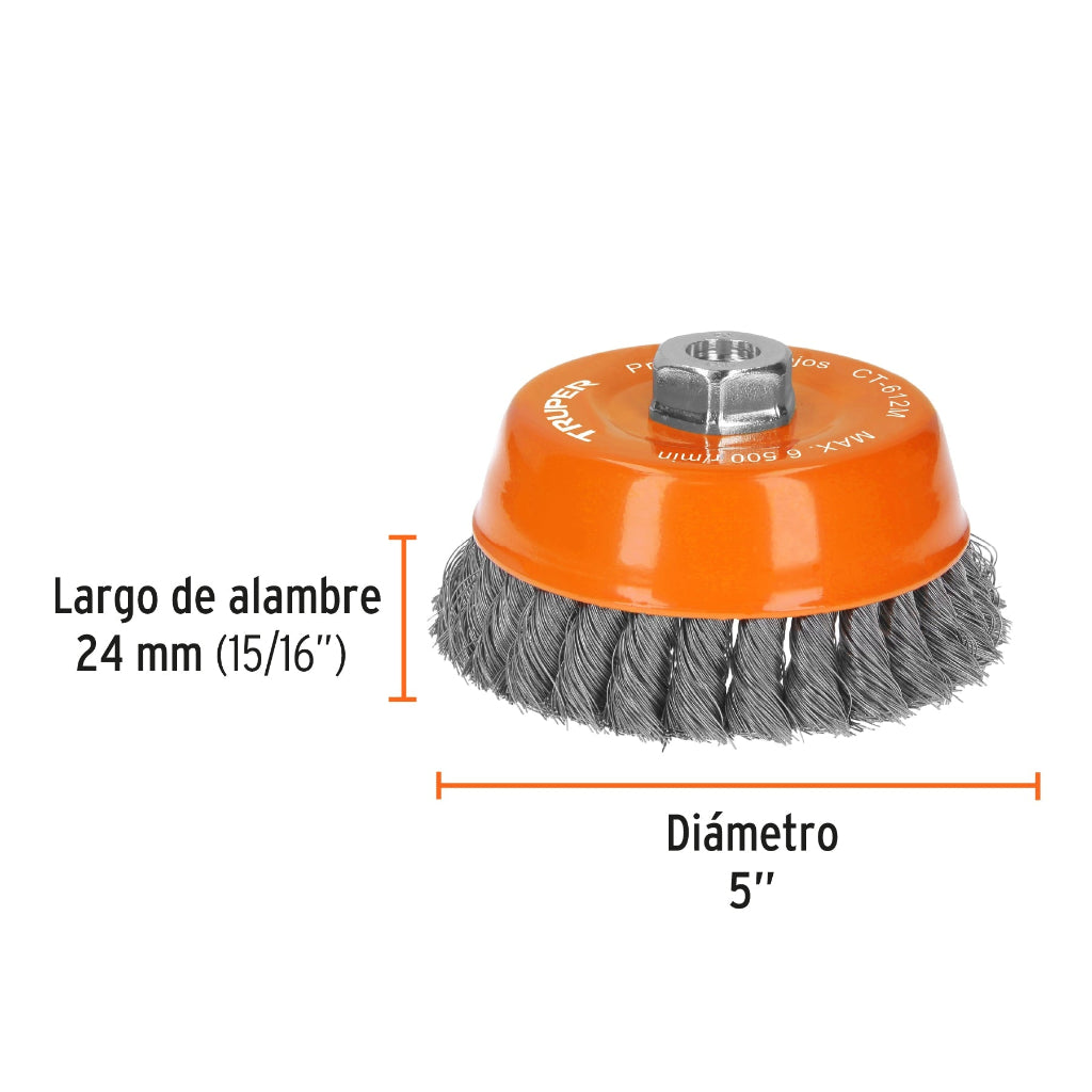 CARDA DE COPA TRENZADO 5" TRUPER CONSTRUCCION*** HAE ***