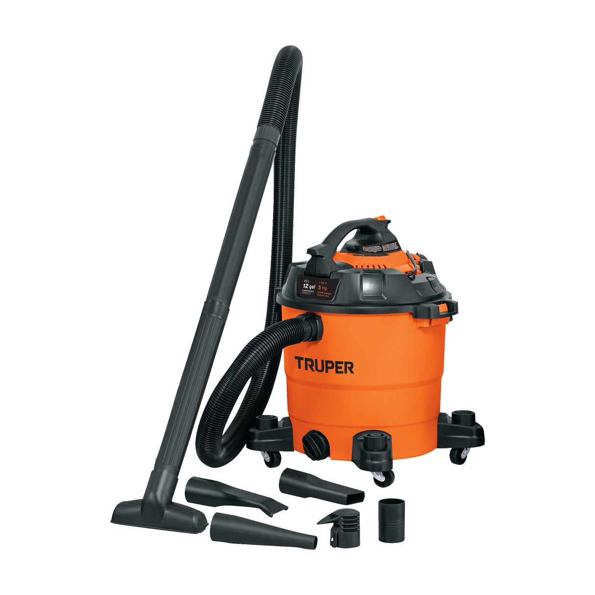 ASPIRADORA/SOPLADORA PLASTICA PARA LIQUIDOS Y SOLIDOS 45LTS. (12 GAL.) 5HP ASP-12S 12093 TRUPER