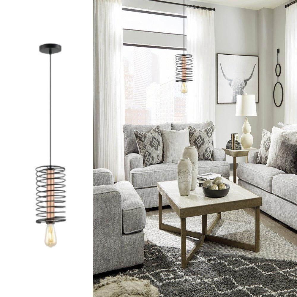 LUMINARIA COLGANTE COLOR NEGRO/COBRE 1 X 60 W CLOE