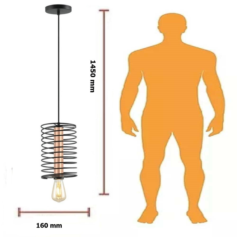 LUMINARIA COLGANTE COLOR NEGRO/COBRE 1 X 60 W CLOE