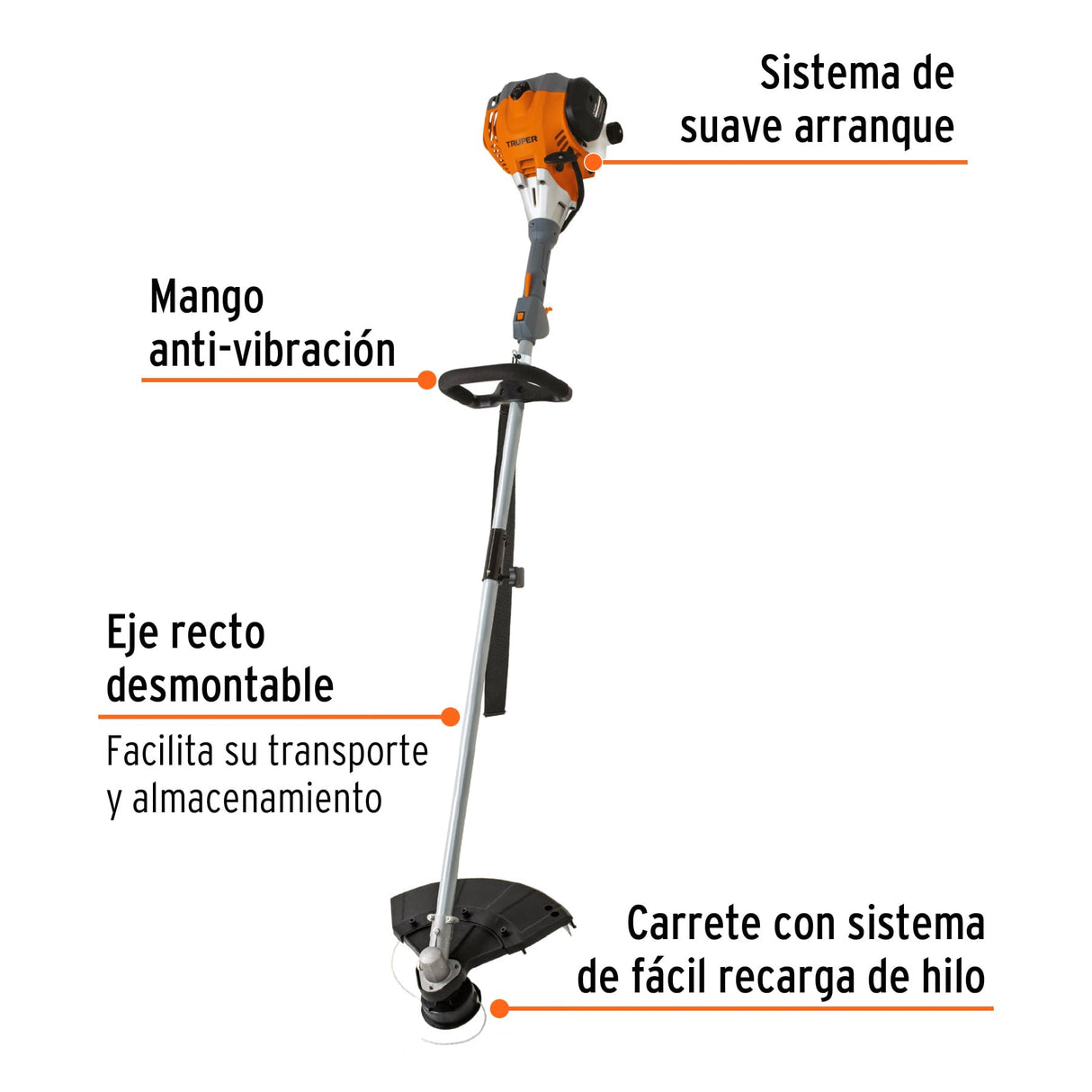 DESBROZADORA A GASOLINA 30CC 1.2HP 17" CORTE RECTO DES-30R 12497 TRUPER