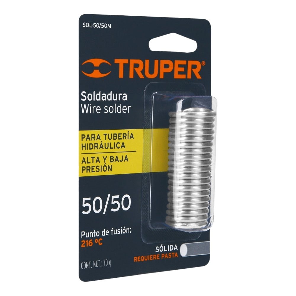 MINI SOLDADURA SOLIDA 50/50 PARA TUBERIA HIDRAULICA 70 G MCA TRUPER