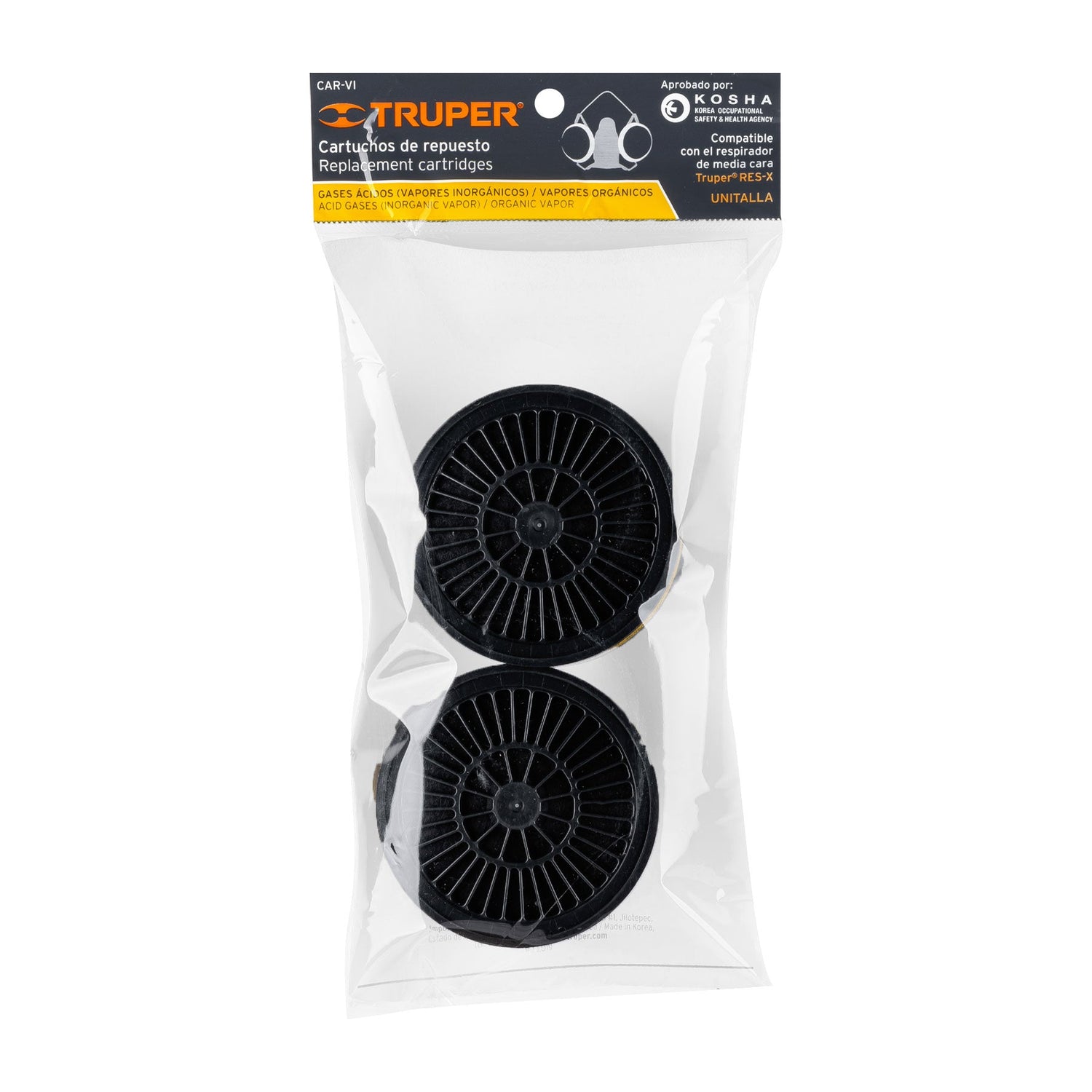 CARTUCHO DE REPUESTO FILTRO GASES ACIDOS BOLSA CON 2 PZAS MCA TRUPER *** OFRECER 137357 ***